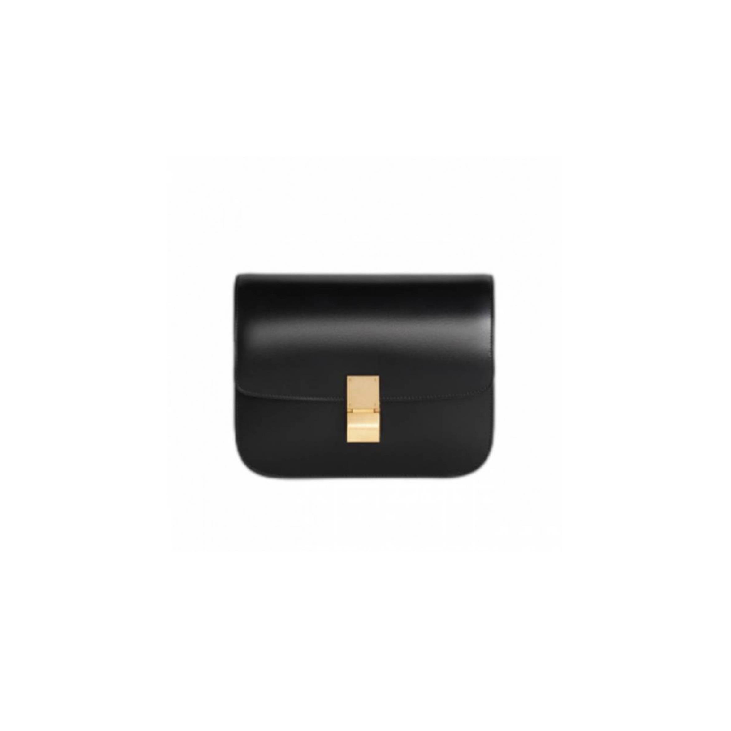 CELINE CLASSIC MEDIUM POLISHED COWHIDE LEATHER HAND BAG BLACK  189173DLS.38NO  (24*18*7cm)